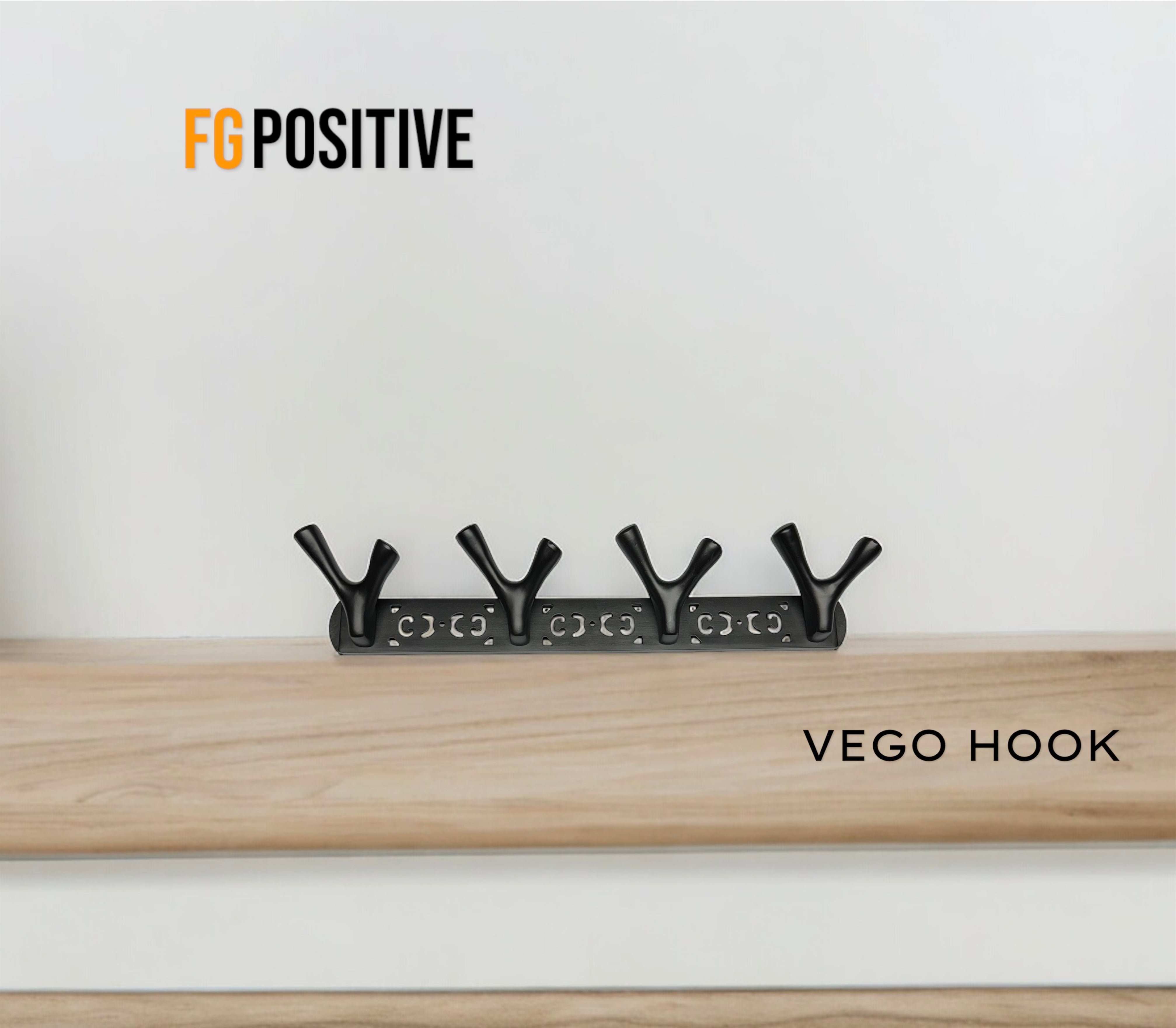 Vego Hook – Premium Aluminum Wall Hook Rack (Black)